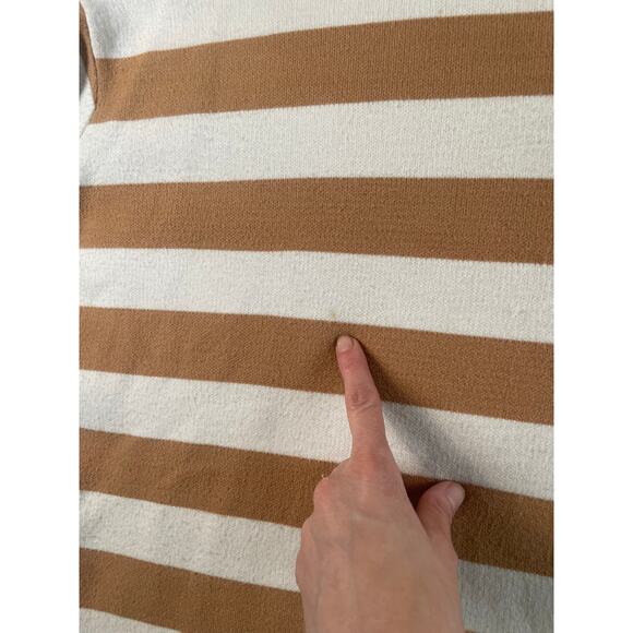 Anthropologie Maeve Carys Mock Neck Stripe Pullover Sweater L Neutral Minimalist - Picture 12 of 13